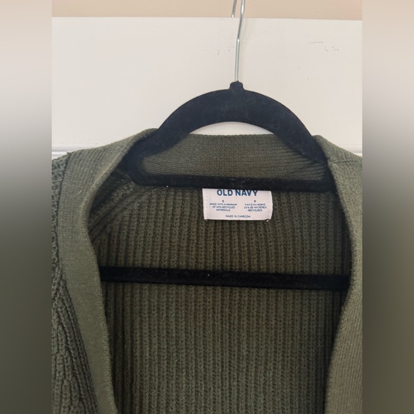 Olive Green Button-Up Cardigan Sweater - small - Picture 2 of 2